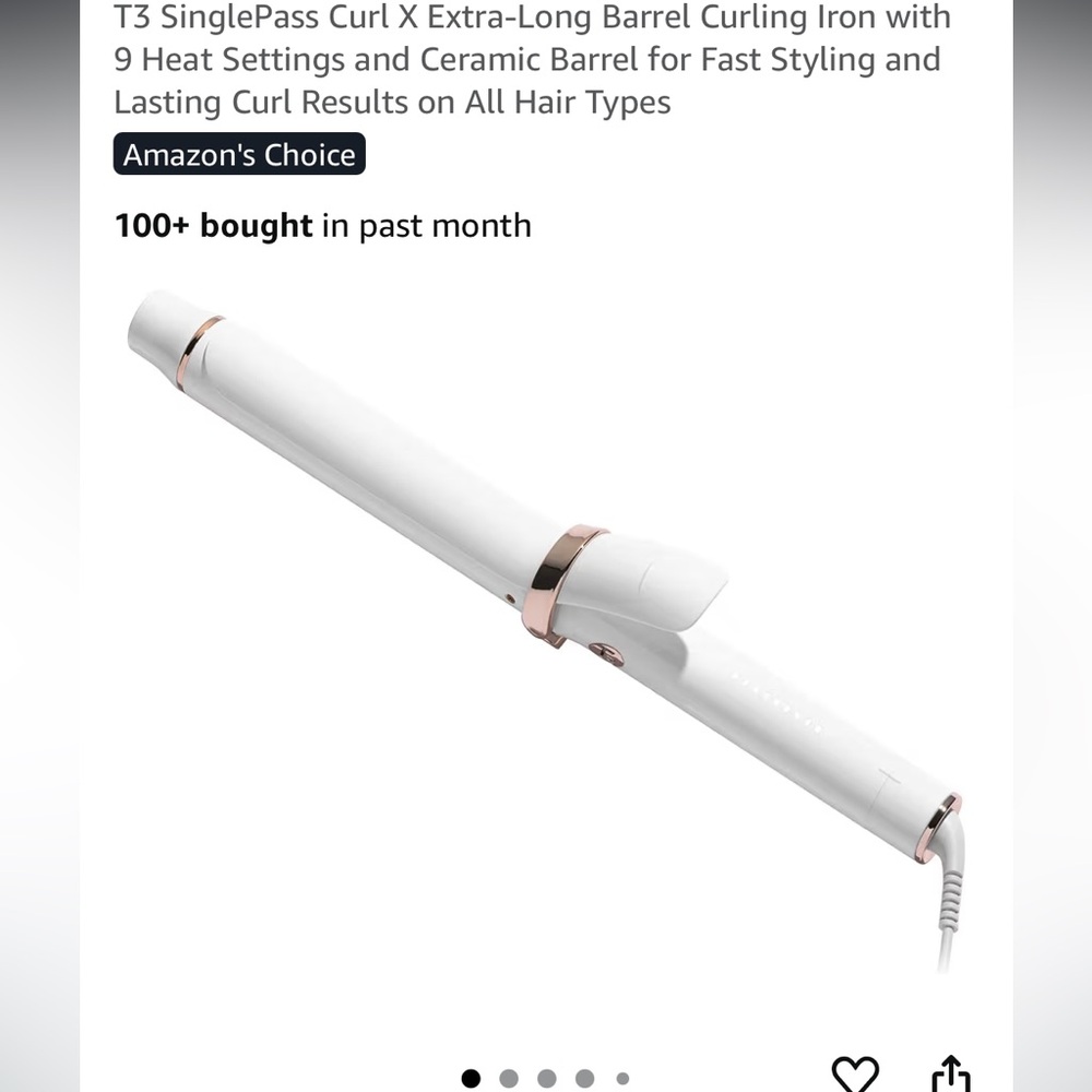 T3 Curling Iron in White